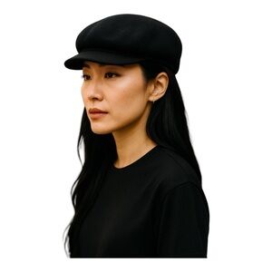 Nordstrom Women’s Black Wool Newsboy Hat Structured Fit Elevated Basics